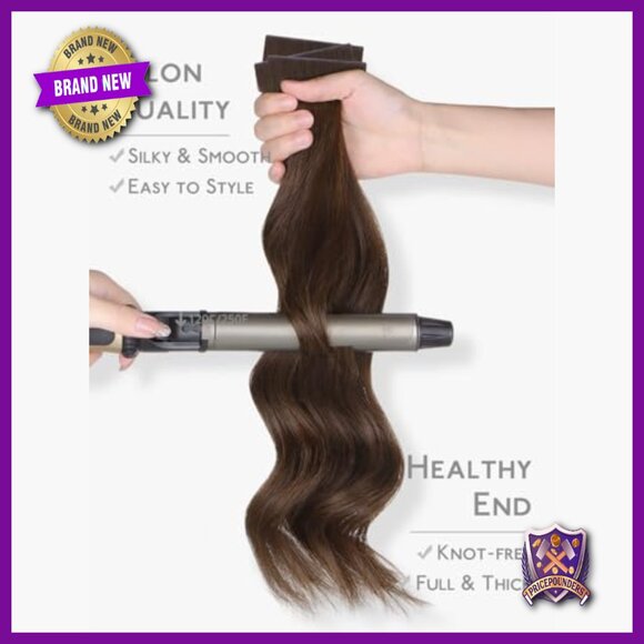 Human Hair Tape-In Extensions, 18 Inch Straight, 10 Pieces Reusable